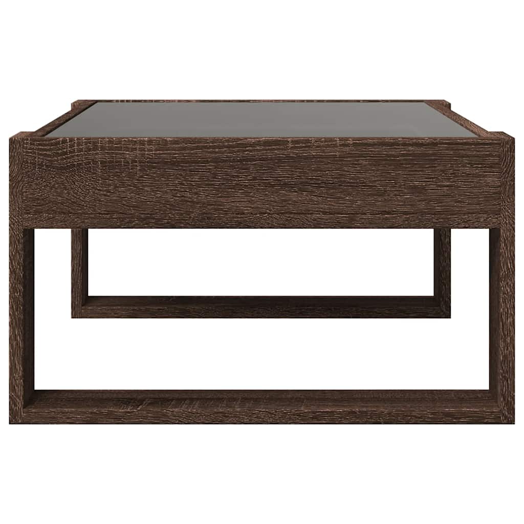 Coffee Table with Infinity LED Brown Oak 70x53x30 cm