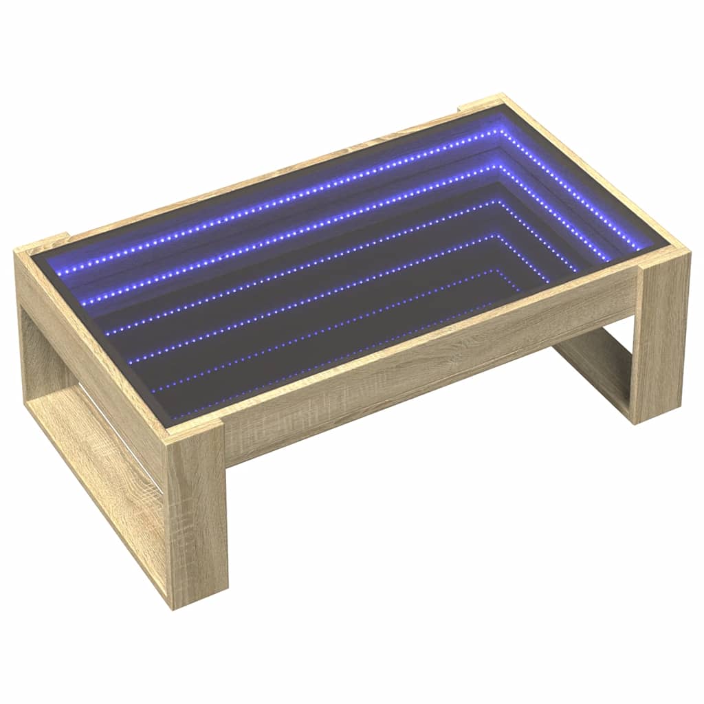 Coffee Table with Infinity LED Sonoma Oak 90x53x30 cm