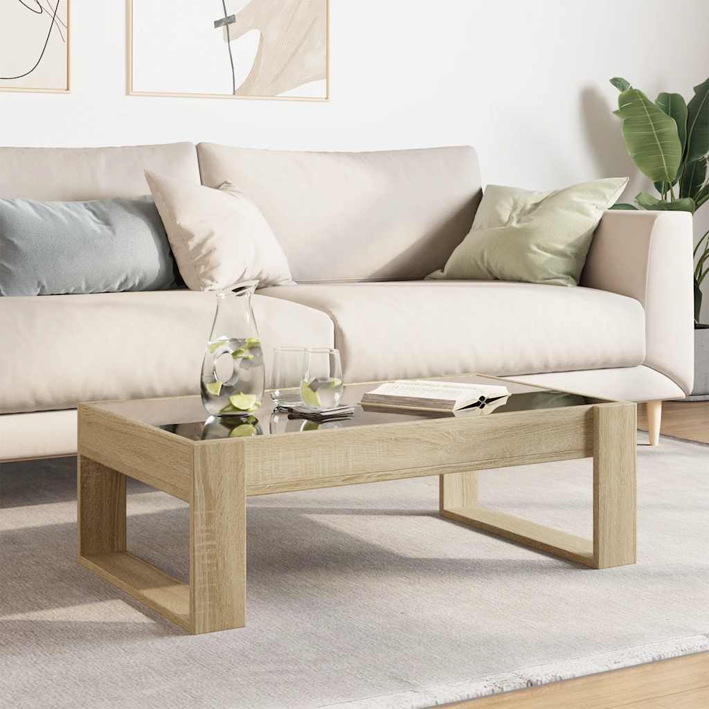 Coffee Table with Infinity LED Sonoma Oak 90x53x30 cm