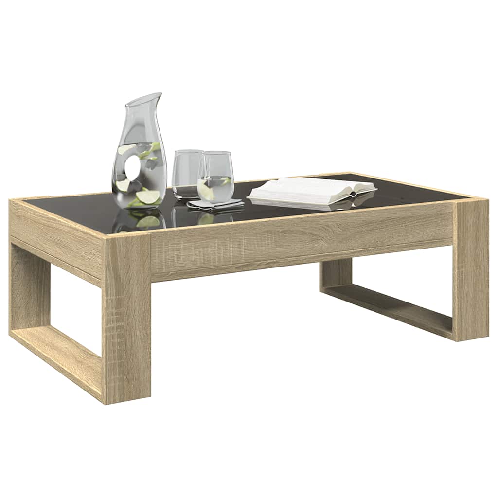 Coffee Table with Infinity LED Sonoma Oak 90x53x30 cm