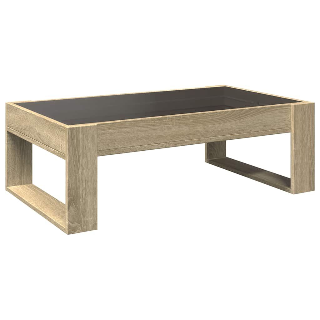 Coffee Table with Infinity LED Sonoma Oak 90x53x30 cm