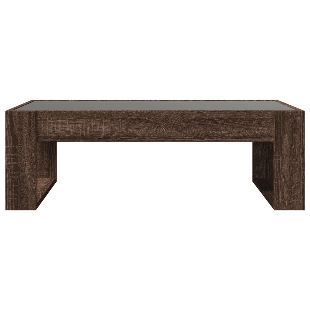 Coffee Table with Infinity LED Brown Oak 90x53x30 cm