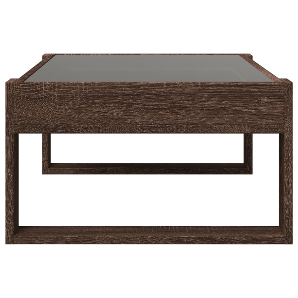 Coffee Table with Infinity LED Brown Oak 90x53x30 cm