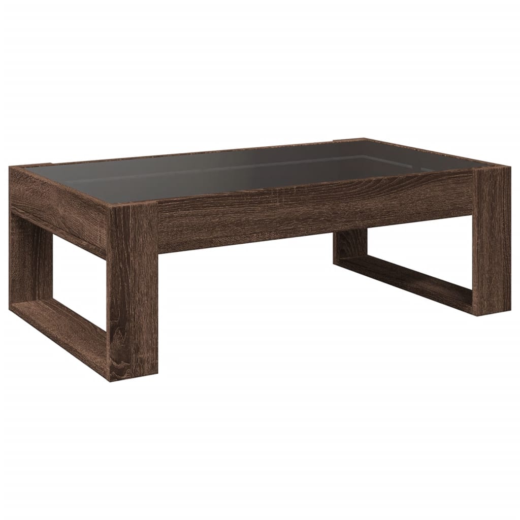 Coffee Table with Infinity LED Brown Oak 90x53x30 cm