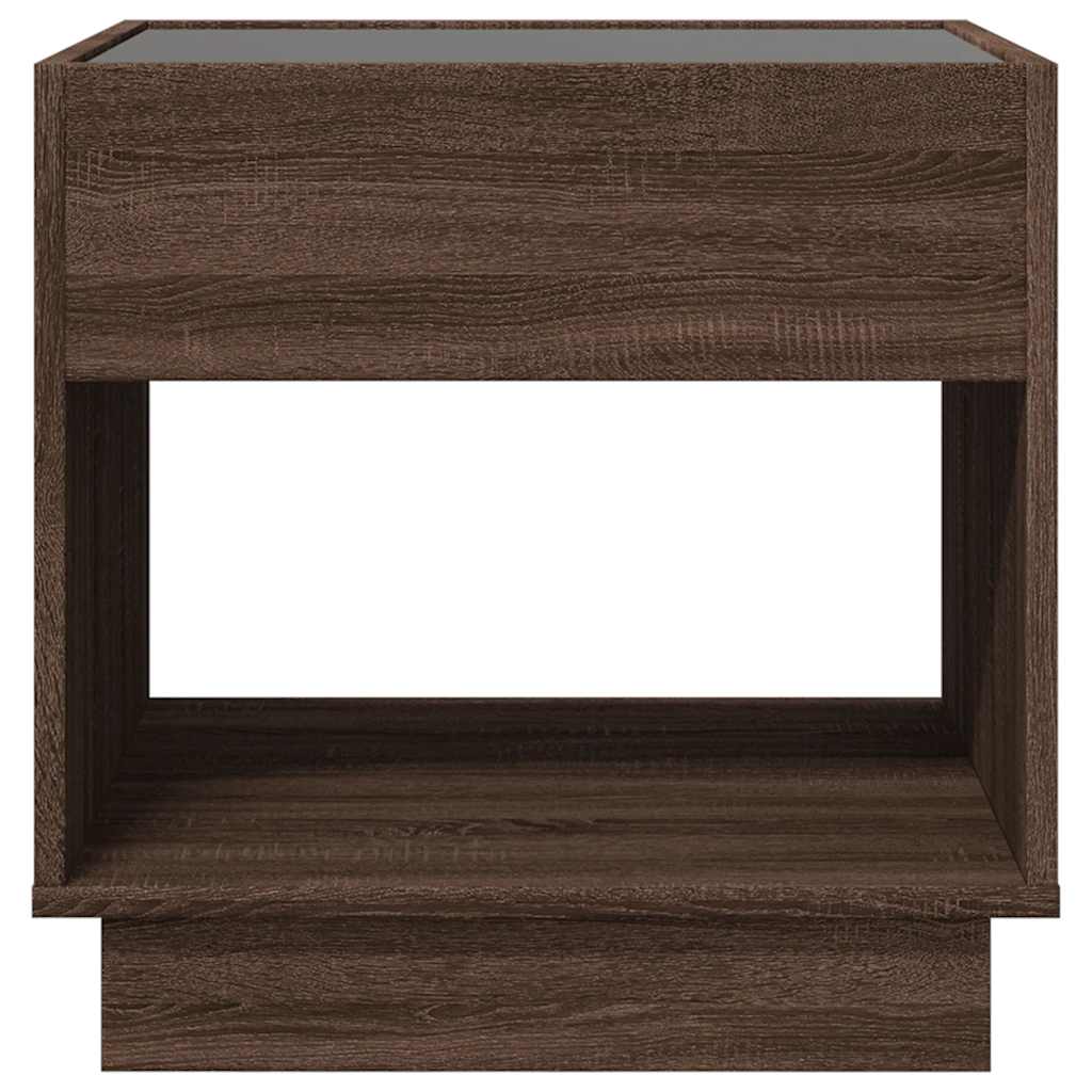 Coffee Table with Infinity LED Brown Oak 50x50x50 cm