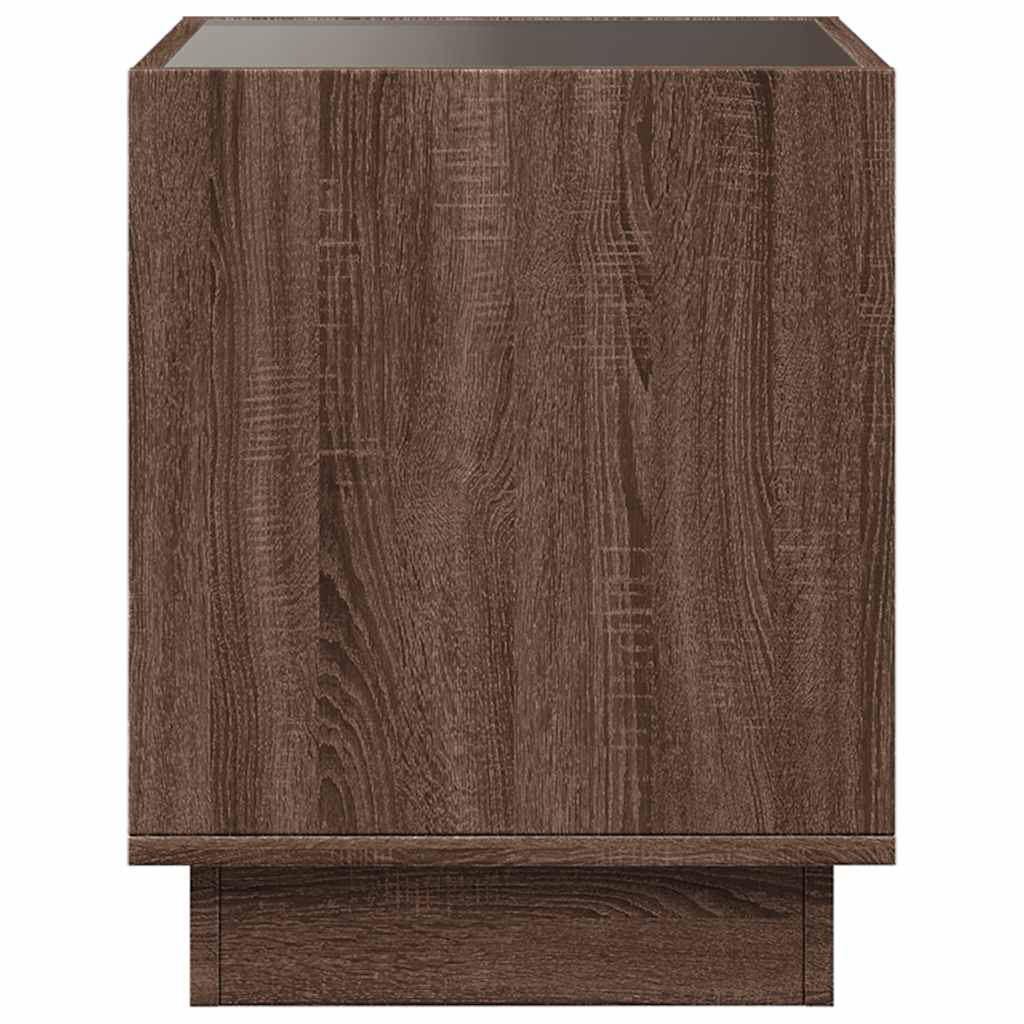 Coffee Table with Infinity LED Brown Oak 50x50x50 cm