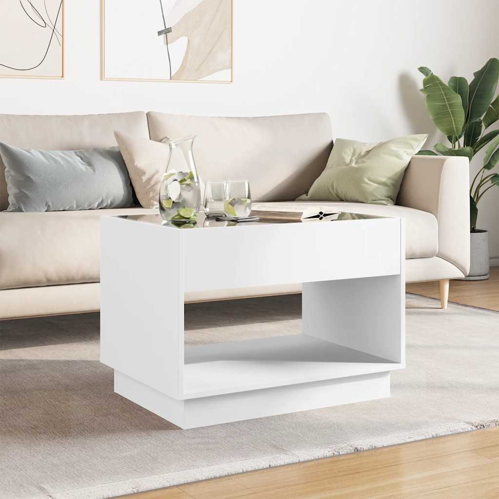 Coffee Table with Infinity LED White 70x50x50 cm