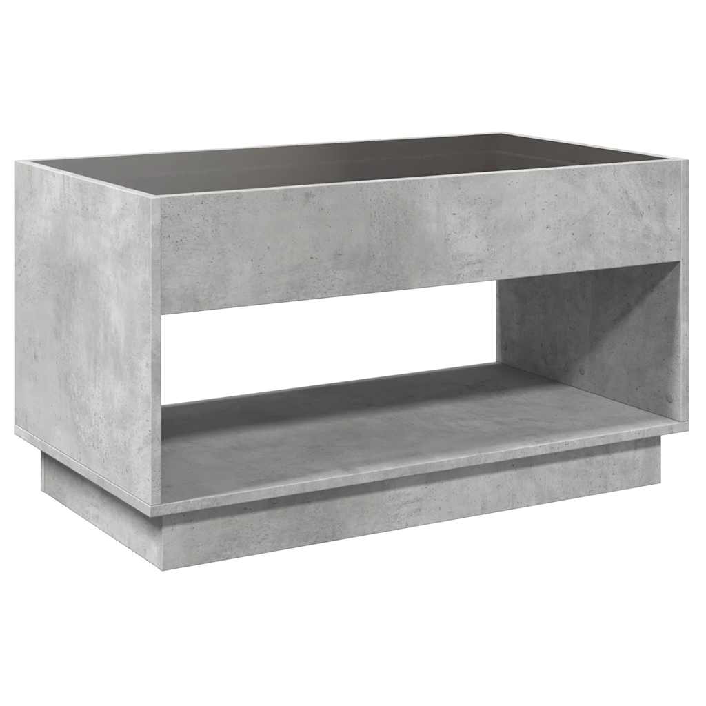 Coffee Table with Infinity LED Concrete Grey 90x50x50 cm