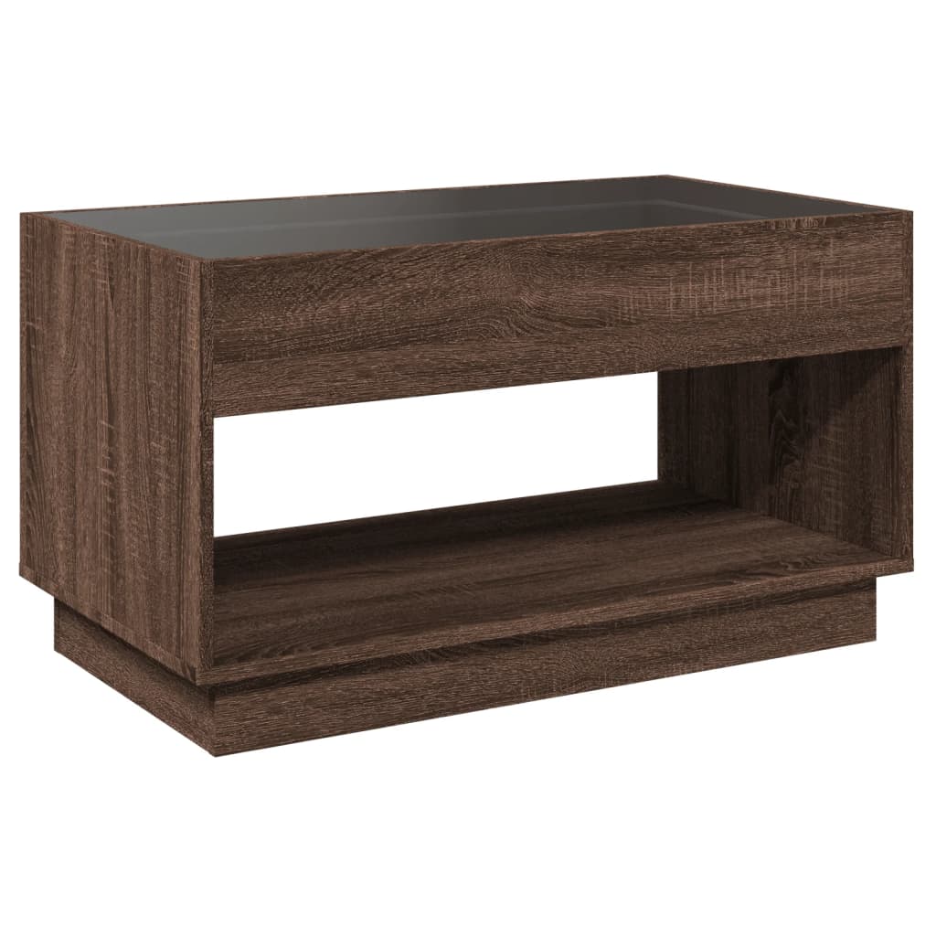 Coffee Table with Infinity LED Brown Oak 90x50x50 cm