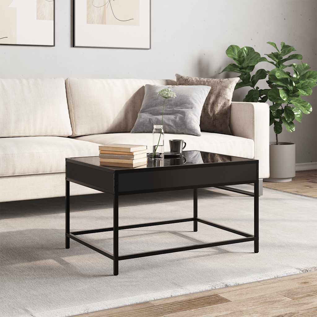 Coffee Table with Infinity LED Black 70x50x41 cm