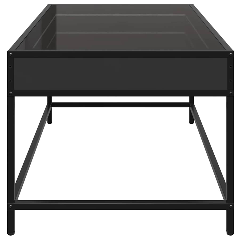 Coffee Table with Infinity LED Black 70x50x41 cm