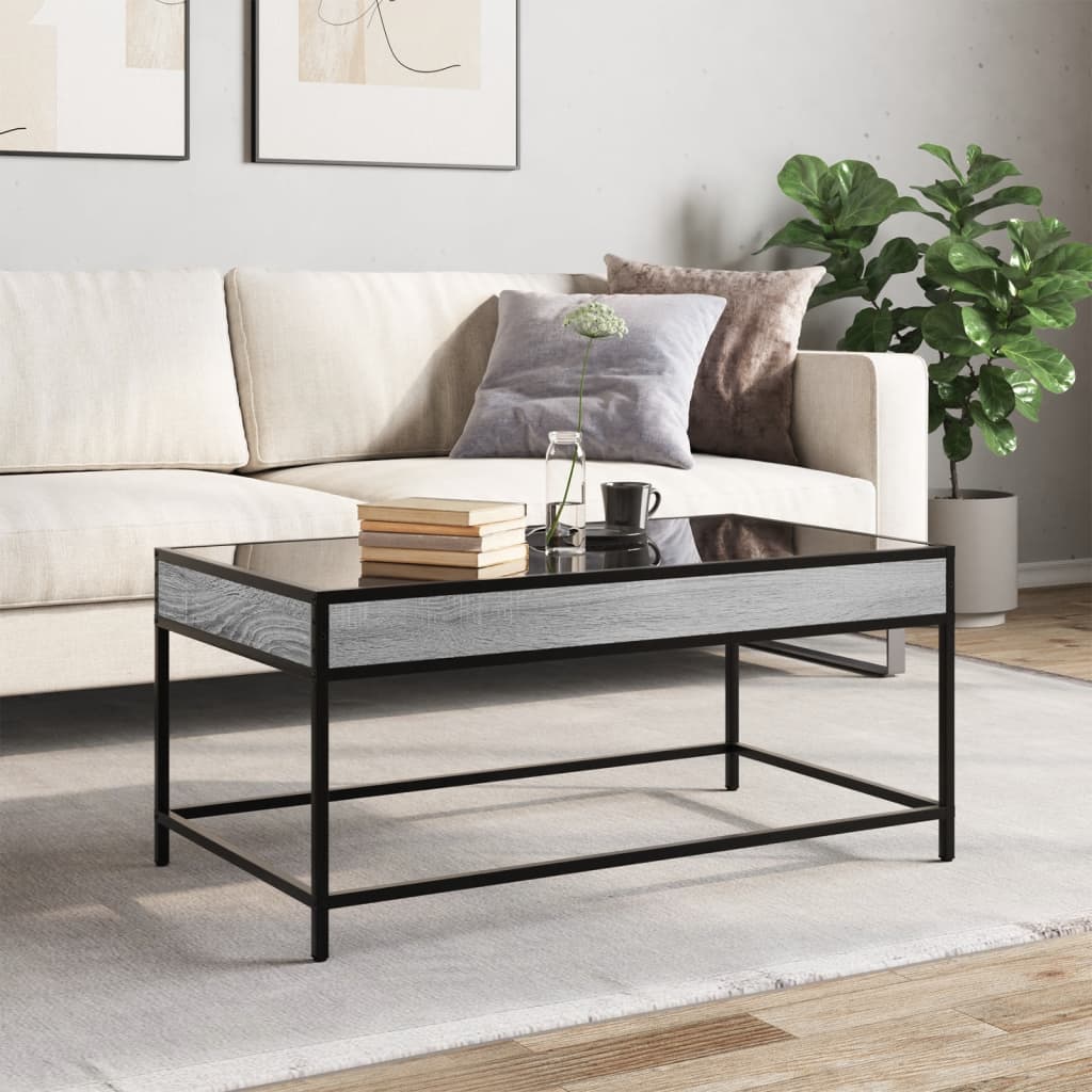 Coffee Table with Infinity LED Grey Sonoma 90x50x41 cm