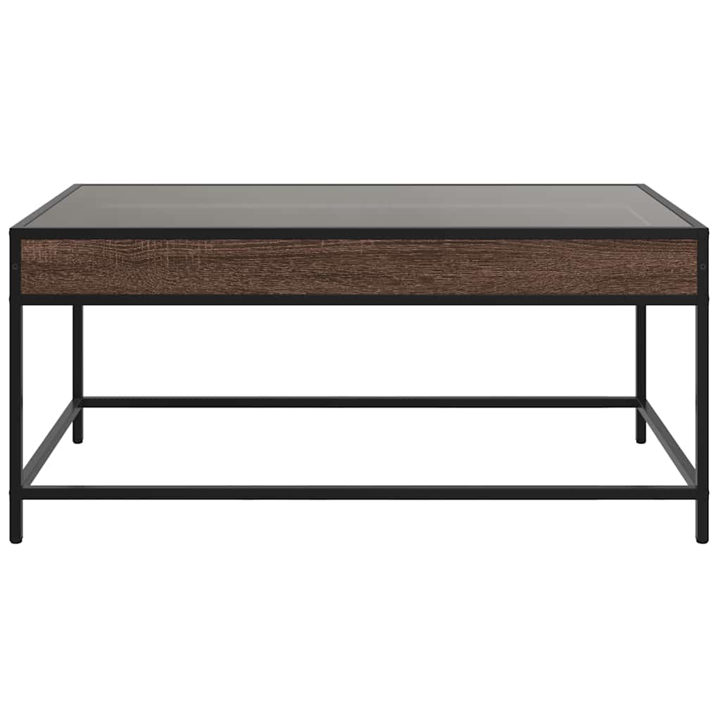 Coffee Table with Infinity LED Brown Oak 90x50x41 cm