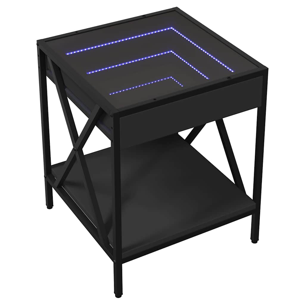 Coffee Table with Infinity LED Black 40x40x49 cm