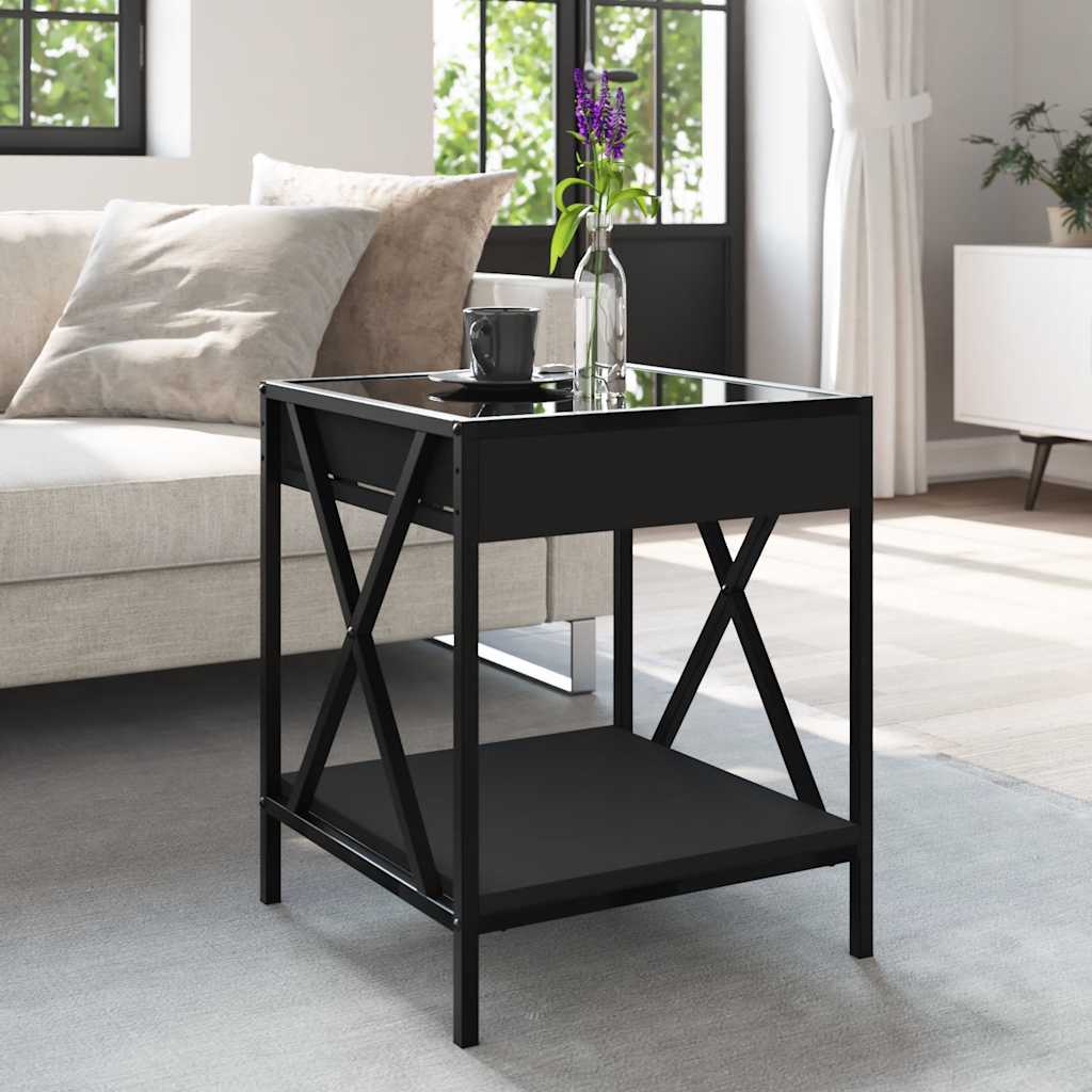 Coffee Table with Infinity LED Black 40x40x49 cm