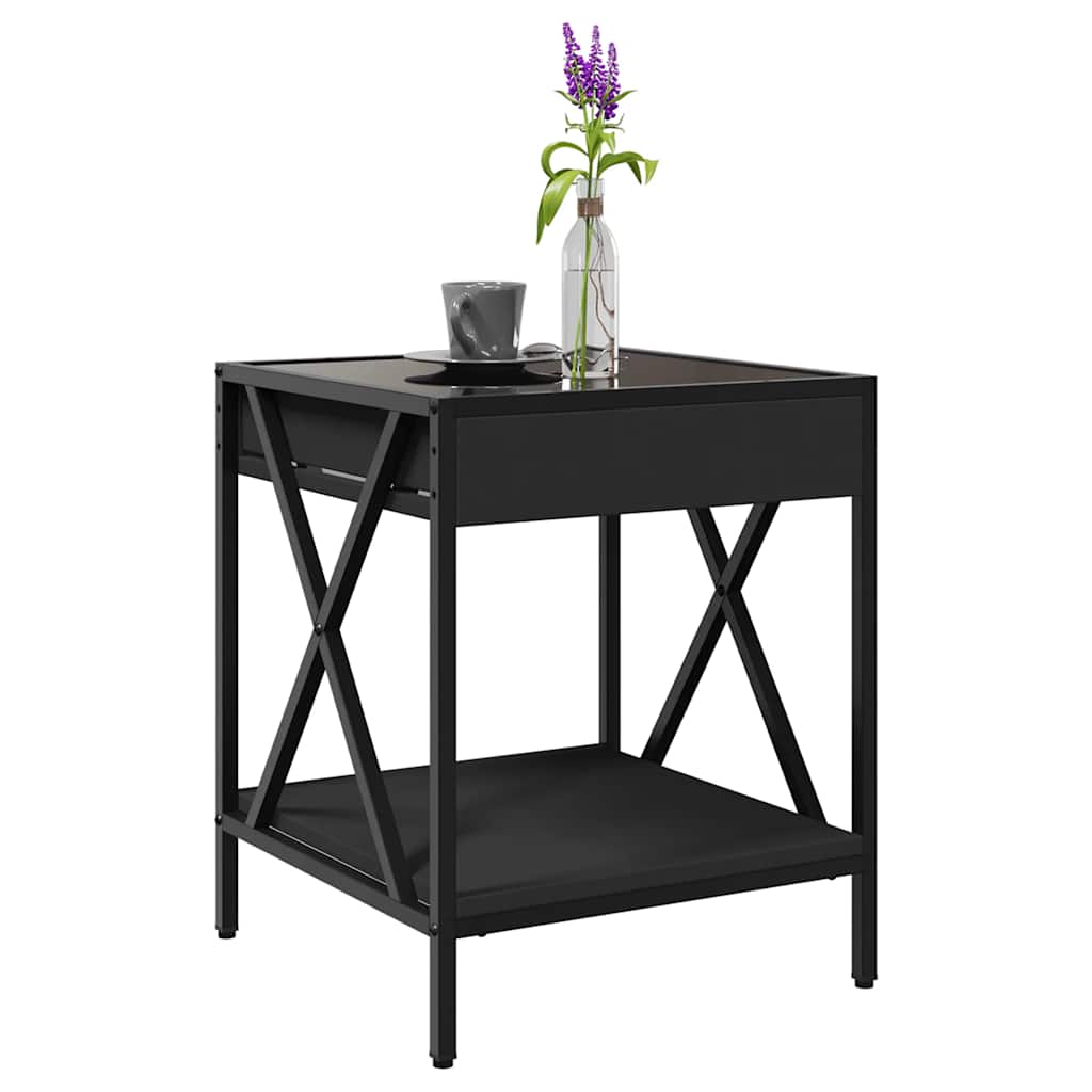 Coffee Table with Infinity LED Black 40x40x49 cm