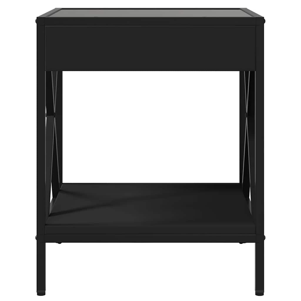 Coffee Table with Infinity LED Black 40x40x49 cm