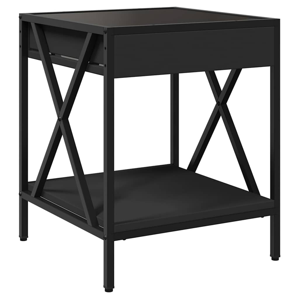 Coffee Table with Infinity LED Black 40x40x49 cm