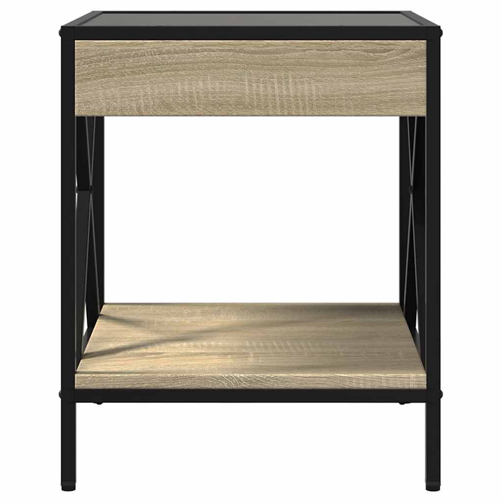 Coffee Table with Infinity LED Sonoma Oak 40x40x49 cm