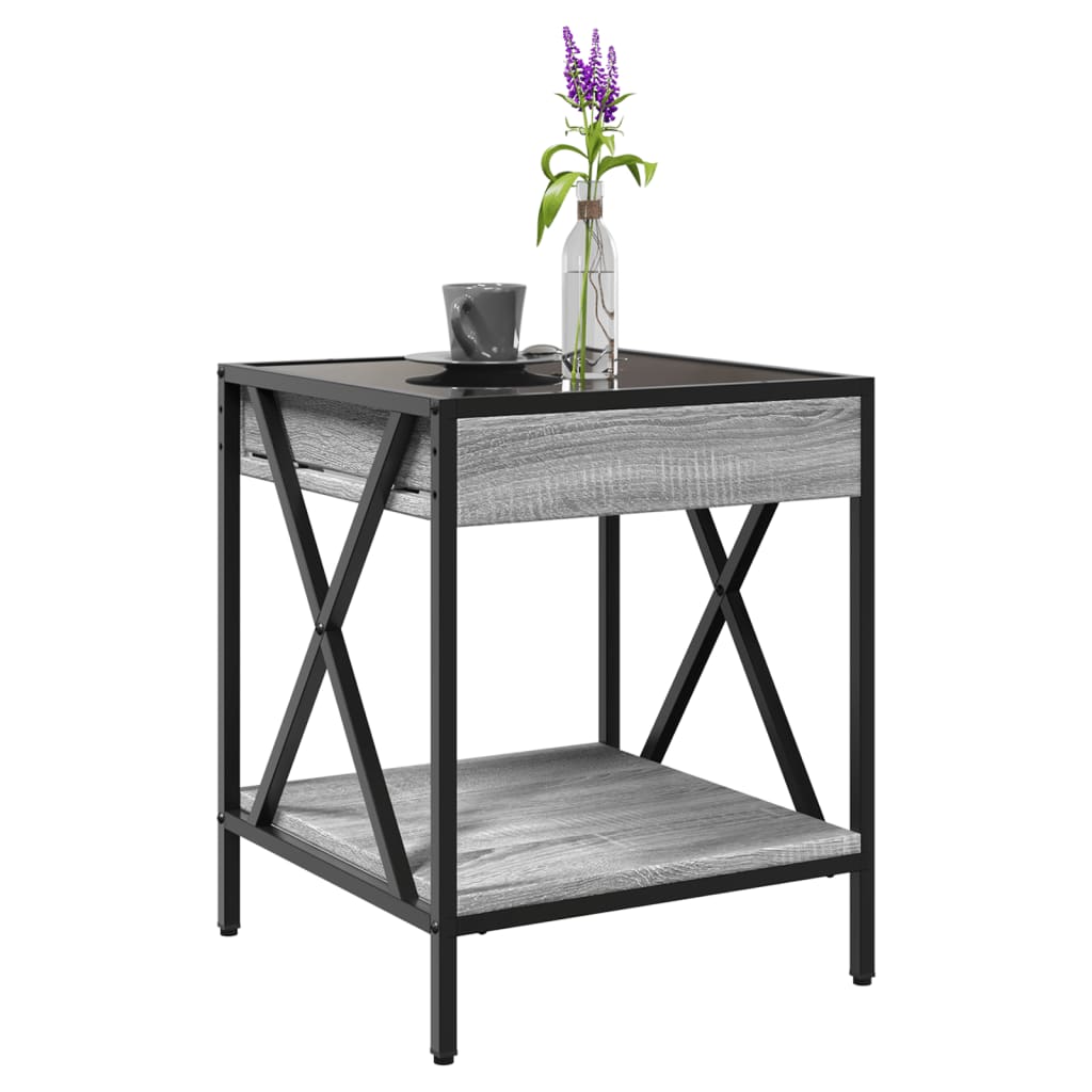 Coffee Table with Infinity LED Grey Sonoma 40x40x49 cm