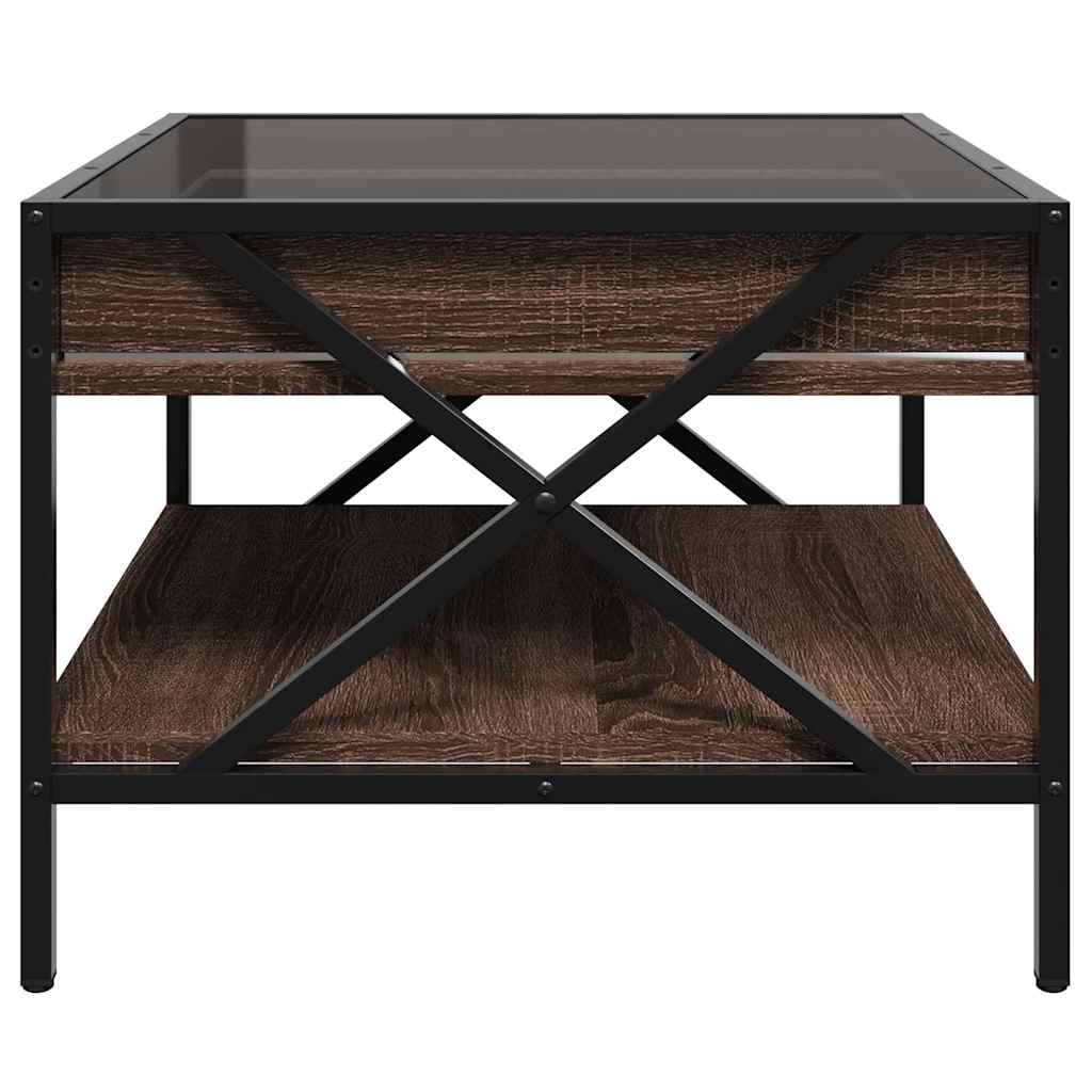 Coffee Table with Infinity LED Brown Oak 50x50x38 cm