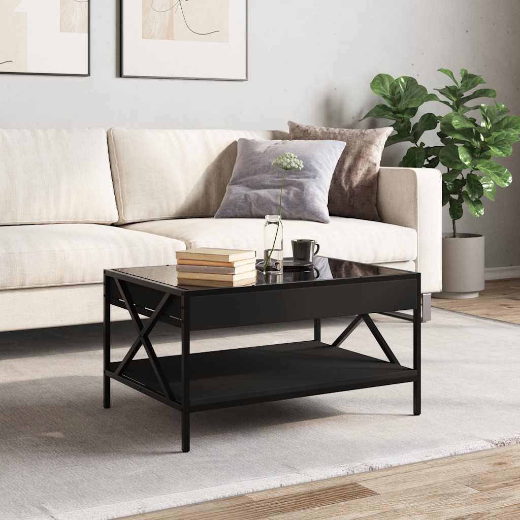 Coffee Table with Infinity LED Black 70x50x38 cm