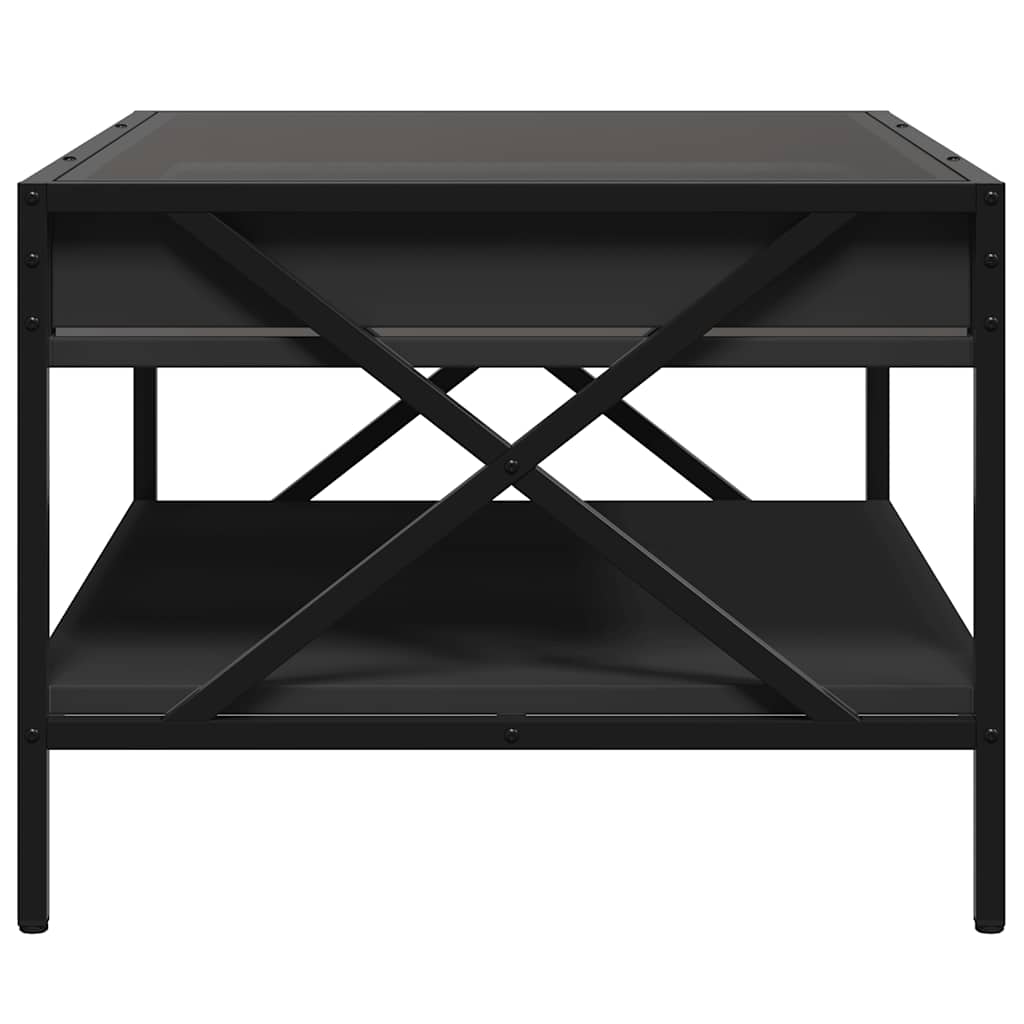 Coffee Table with Infinity LED Black 70x50x38 cm