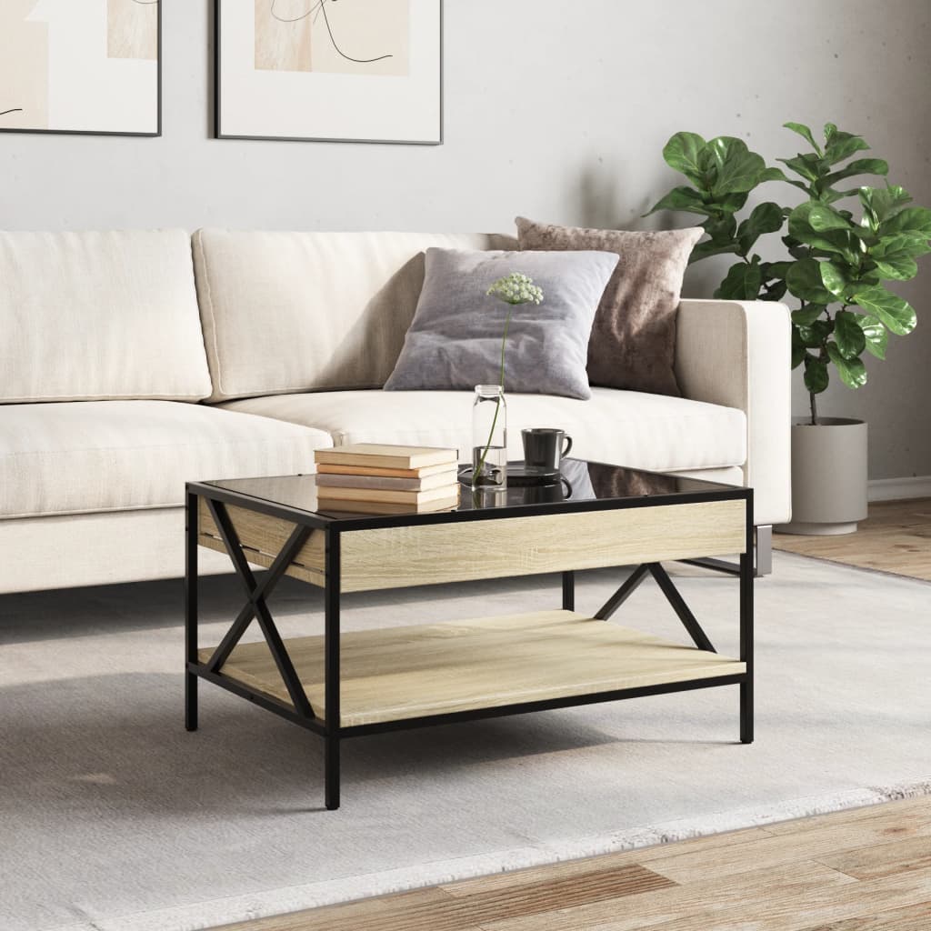 Coffee Table with Infinity LED Sonoma Oak 70x50x38 cm