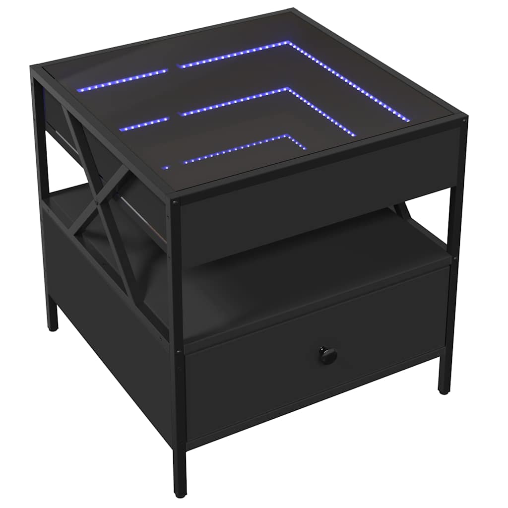 Coffee Table with Infinity LED Black 50x50x51 cm