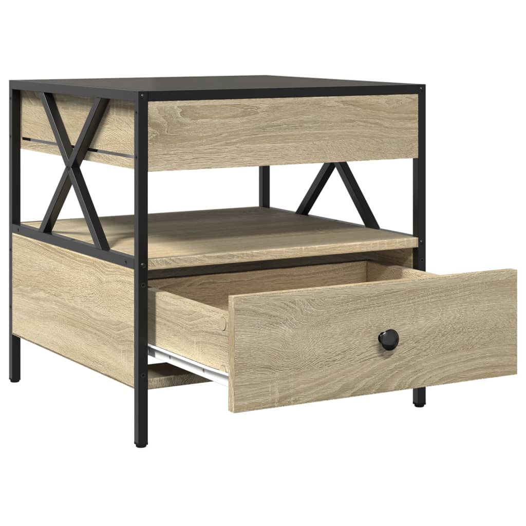 Coffee Table with Infinity LED Sonoma Oak 50x50x51 cm