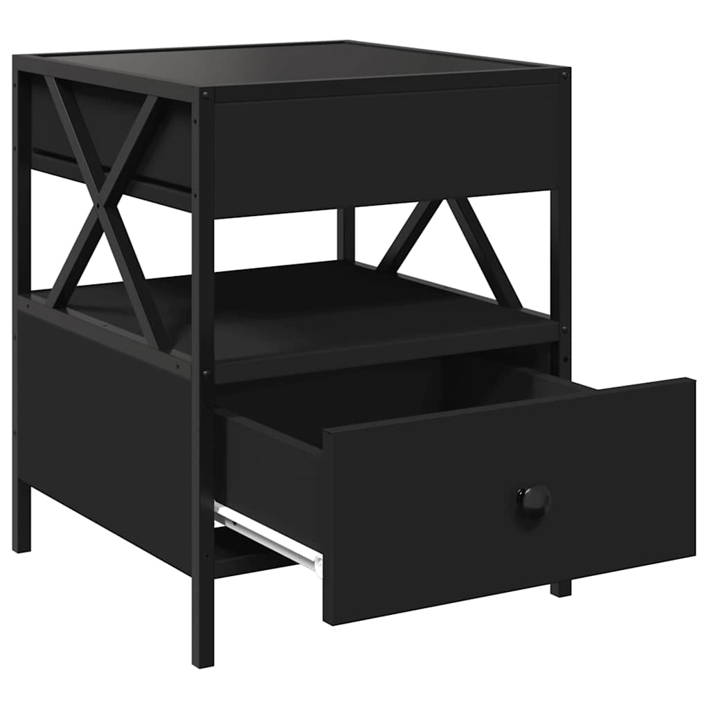 Coffee Table with Infinity LED Black 40x40x51 cm