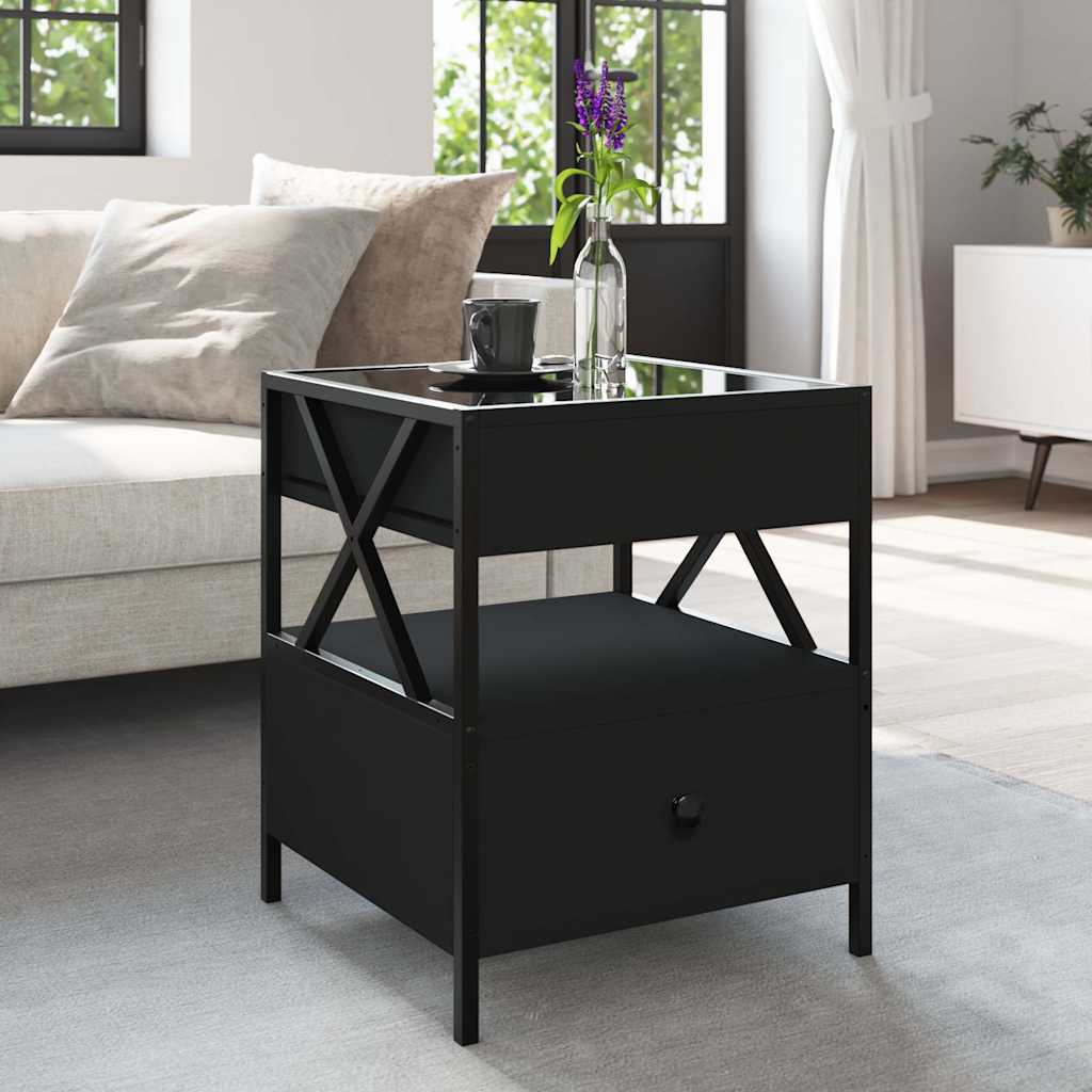 Coffee Table with Infinity LED Black 40x40x51 cm