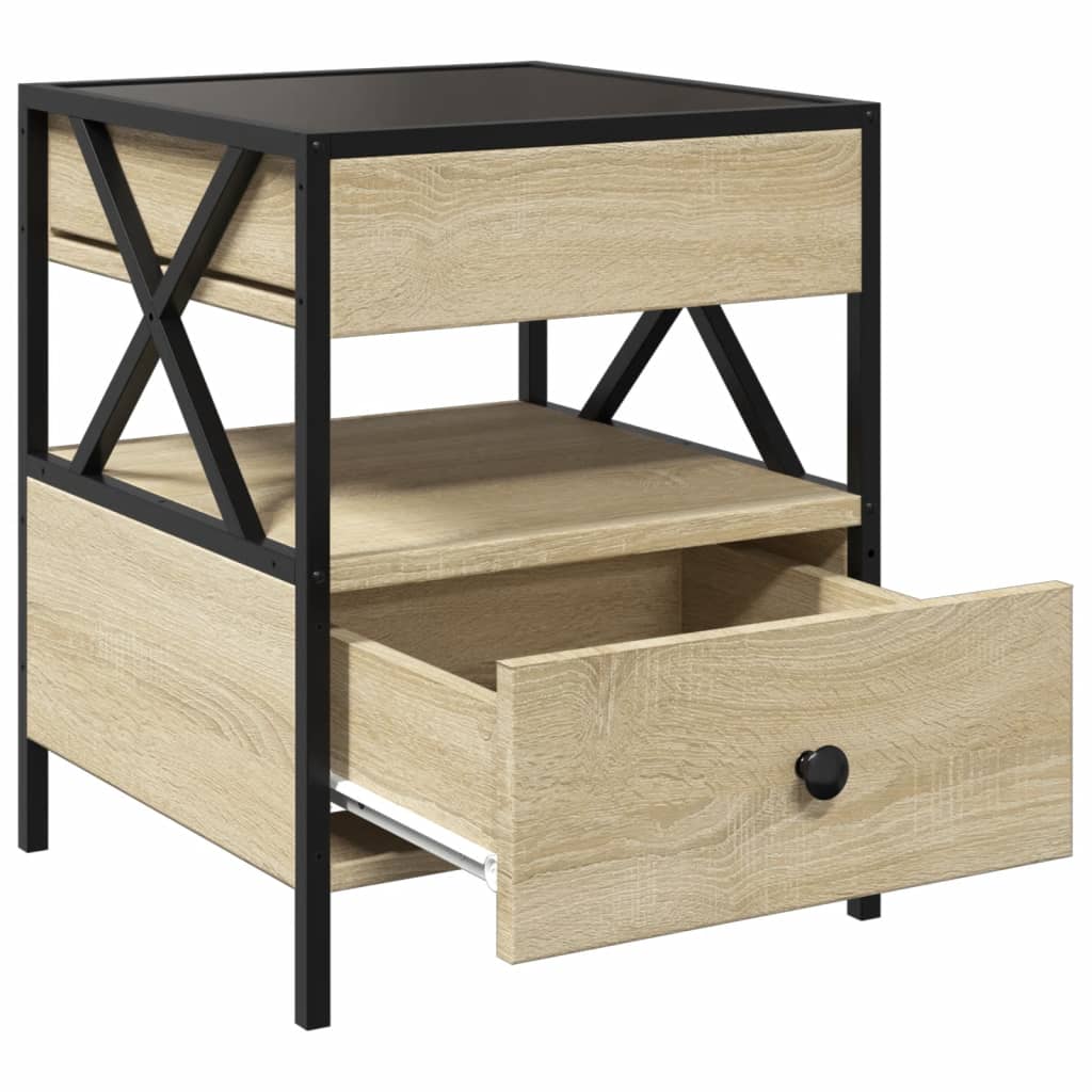 Coffee Table with Infinity LED Sonoma Oak 40x40x51 cm