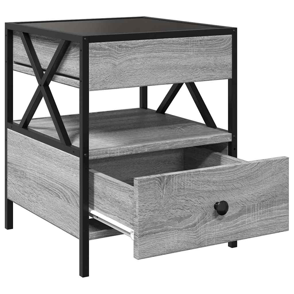Coffee Table with Infinity LED Grey Sonoma 40x40x51 cm