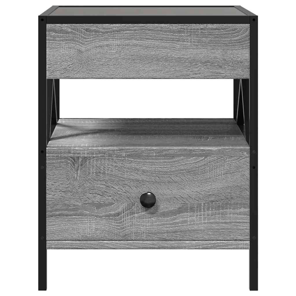 Coffee Table with Infinity LED Grey Sonoma 40x40x51 cm