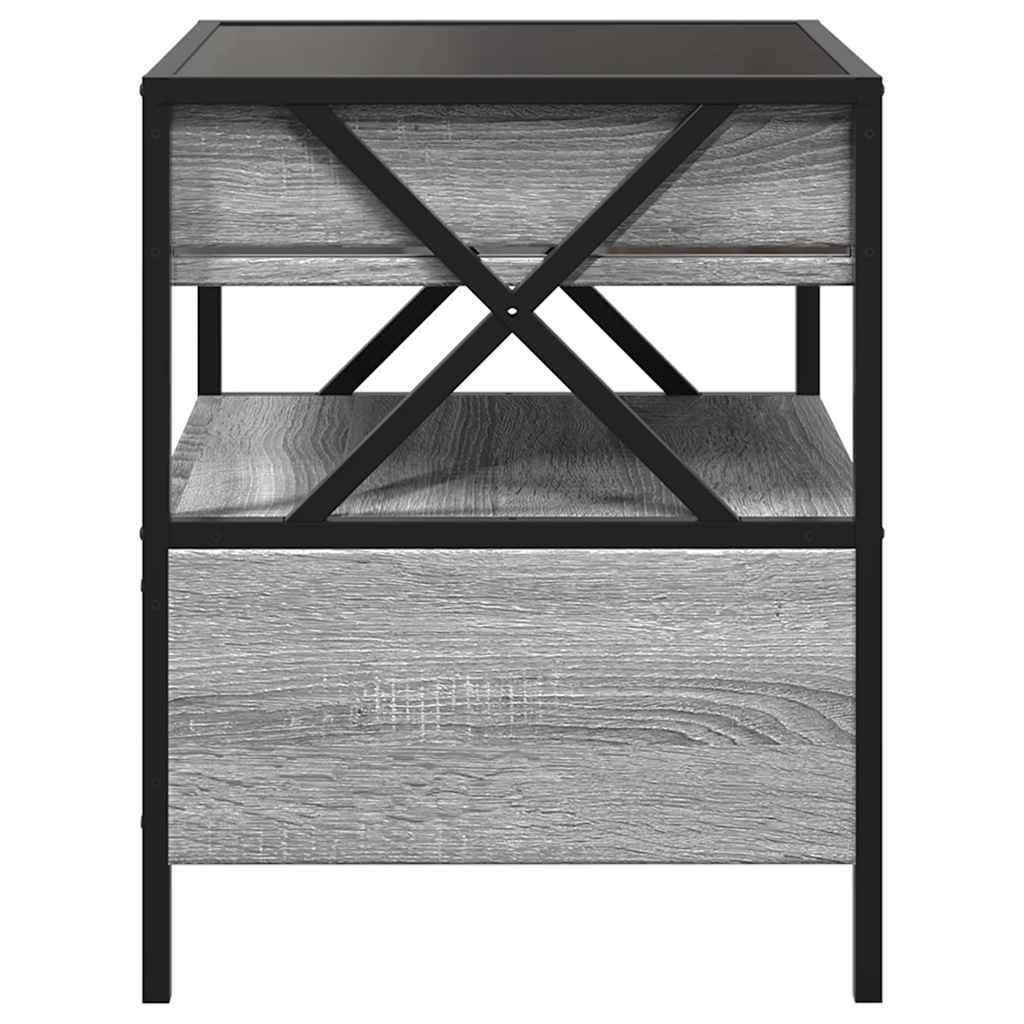 Coffee Table with Infinity LED Grey Sonoma 40x40x51 cm