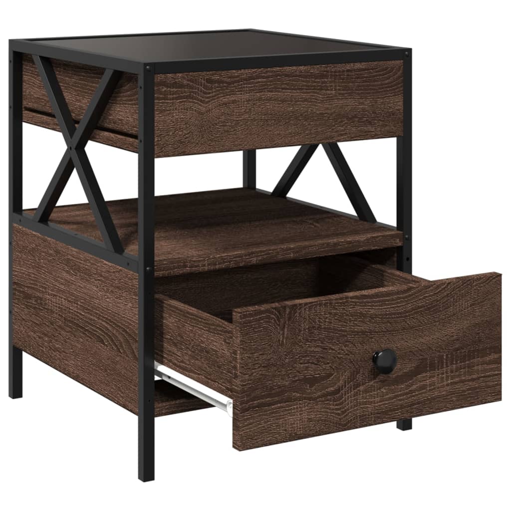 Coffee Table with Infinity LED Brown Oak 40x40x51 cm