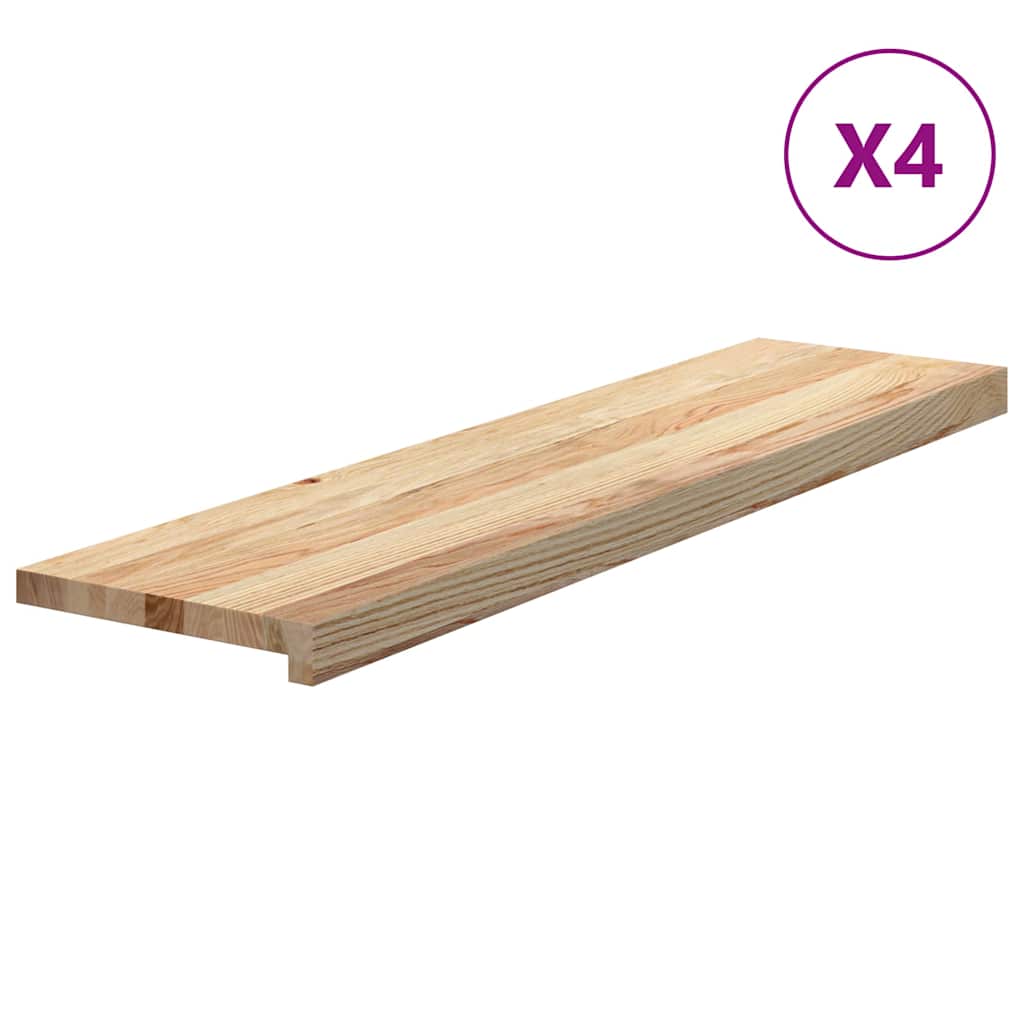 Stair Treads 4 pcs Untreated 100x25x2 cm Solid Wood Oak