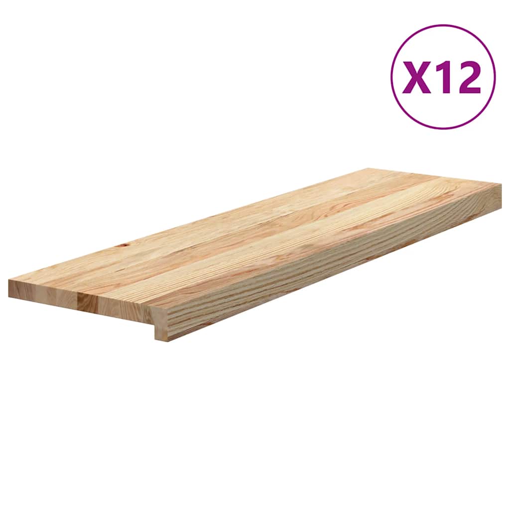 Stair Treads 12 pcs Untreated 90x30x2 cm Solid Wood Oak