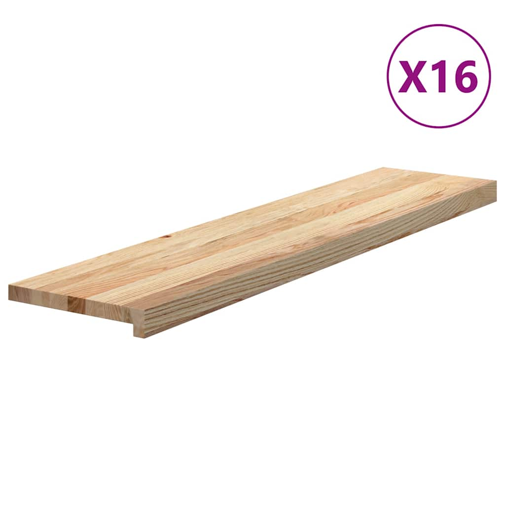 vidaXL Stair Treads 16 pcs Untreated 110x30x2 cm Solid Wood Oak