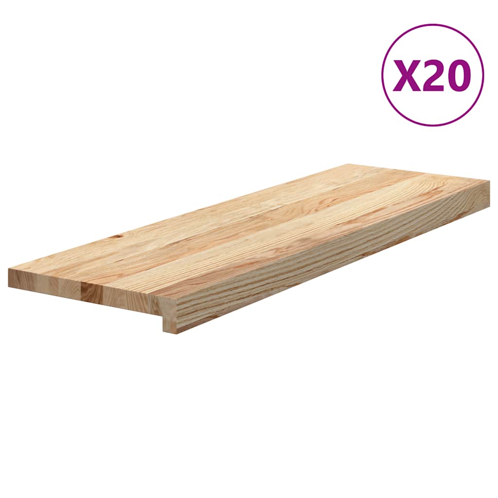 Stair Treads 20 pcs Untreated 80x25x2 cm Solid Wood Oak