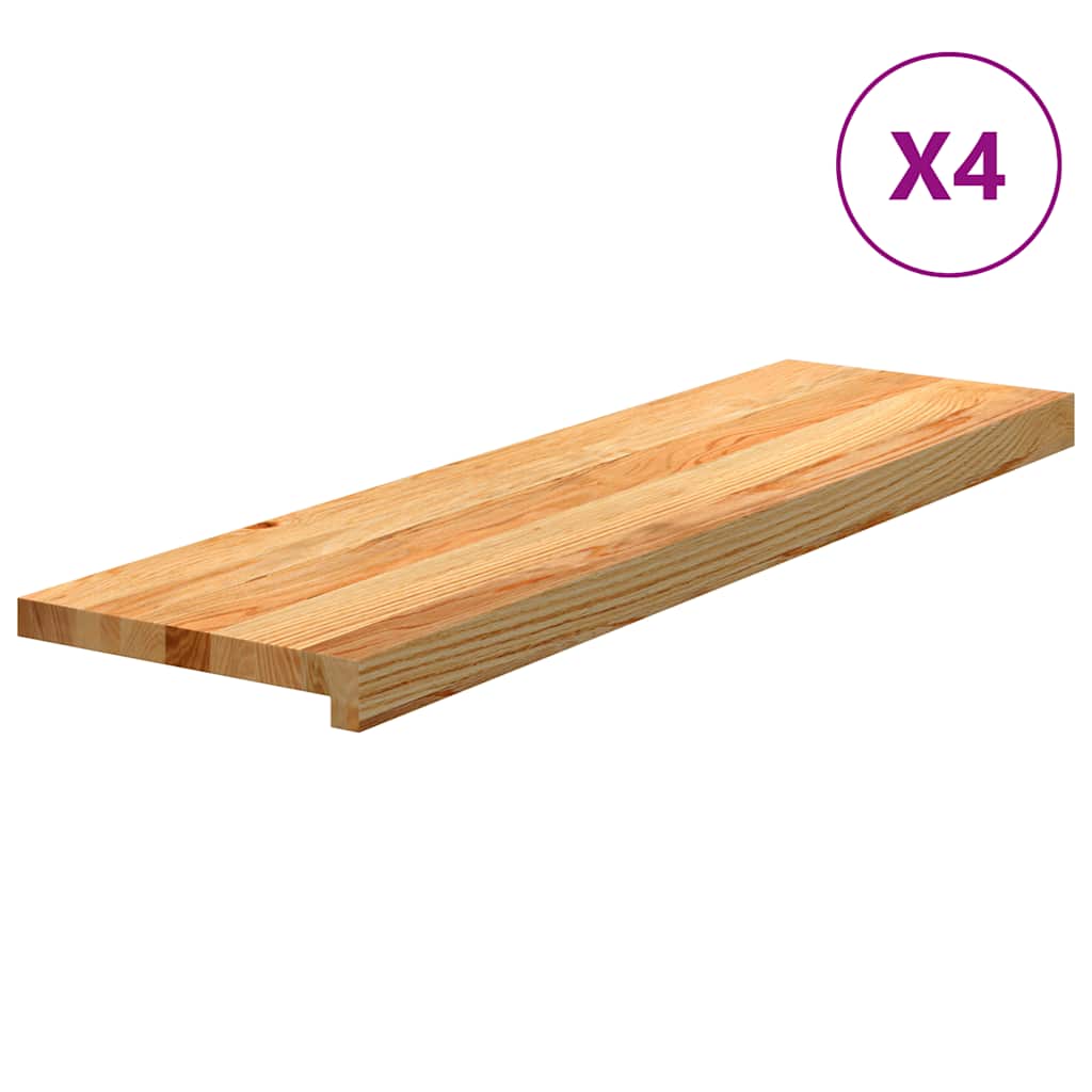 Stair Treads 4 pcs Light Brown 90x30x2 cm Solid Wood Oak