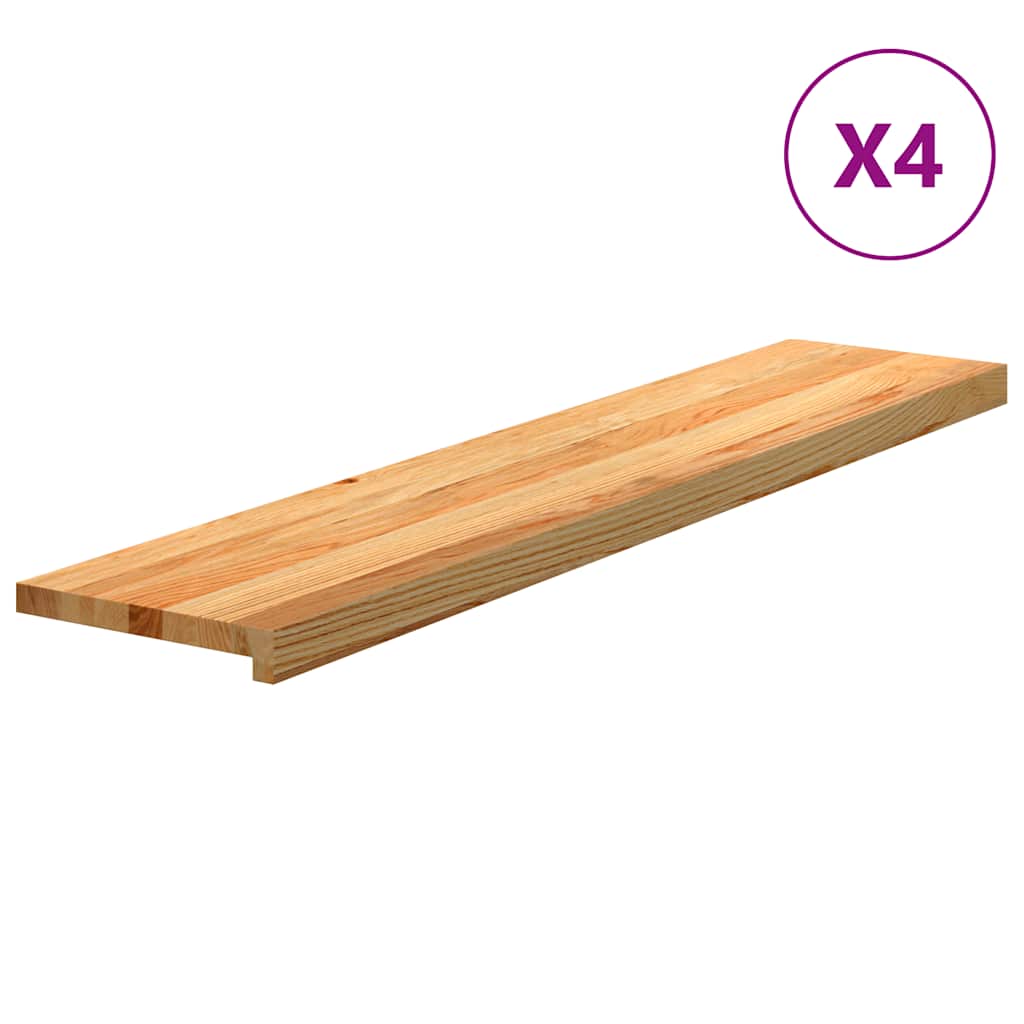 Stair Treads 4 pcs Light Brown 120x30x2 cm Solid Wood Oak