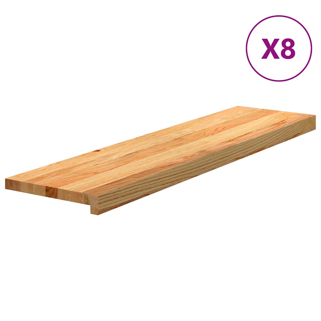 Stair Treads 8 pcs Light Brown 100x30x2 cm Solid Wood Oak