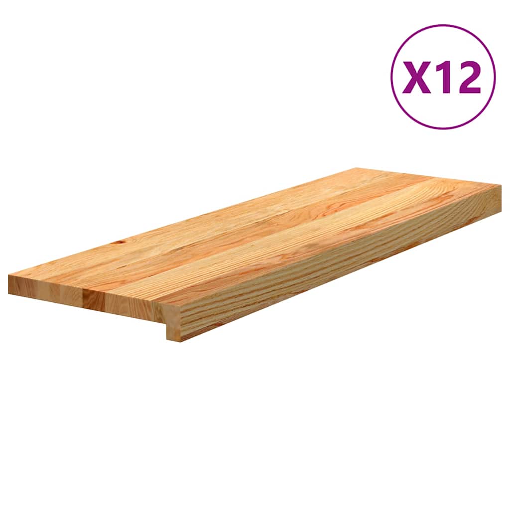 Stair Treads 12 pcs Light Brown 80x25x2 cm Solid Wood Oak