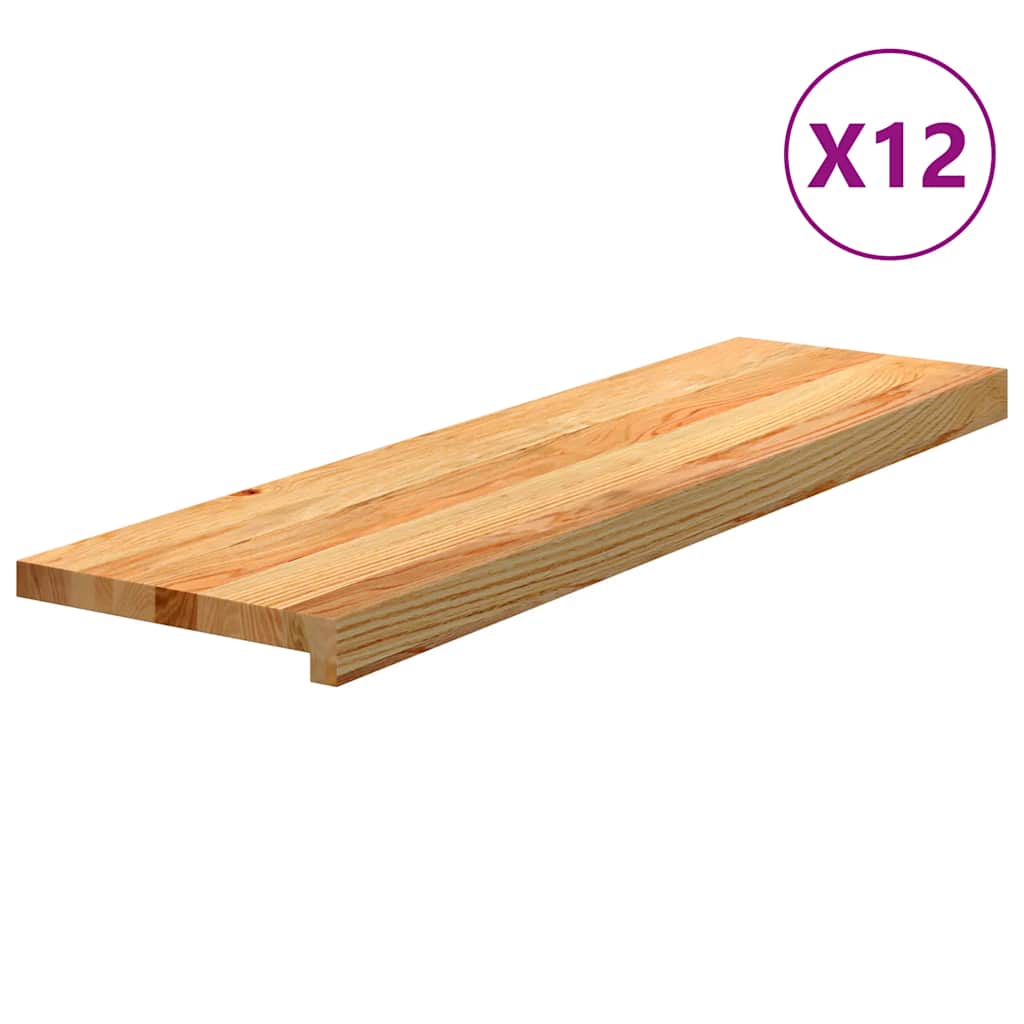 Stair Treads 12 pcs Light Brown 90x25x2 cm Solid Wood Oak