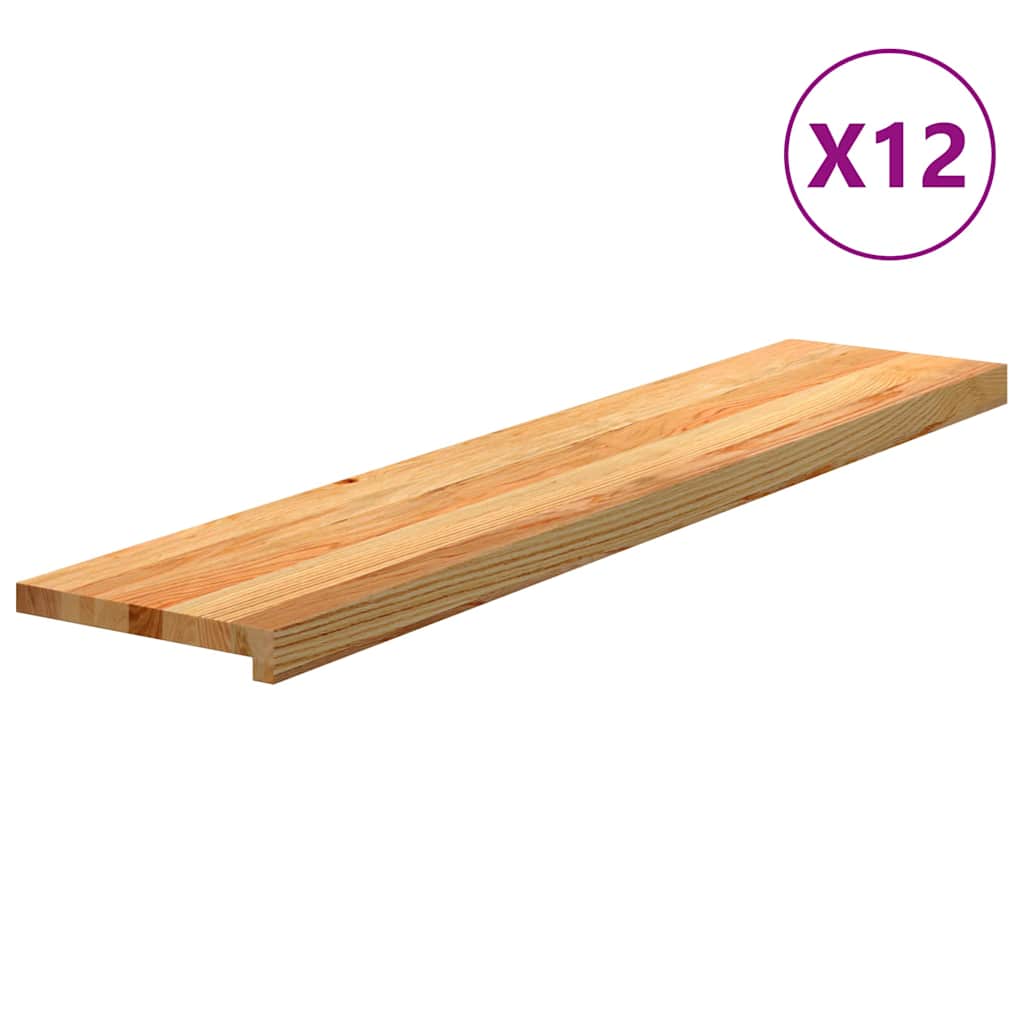 Stair Treads 12 pcs Light Brown 120x25x2 cm Solid Wood Oak