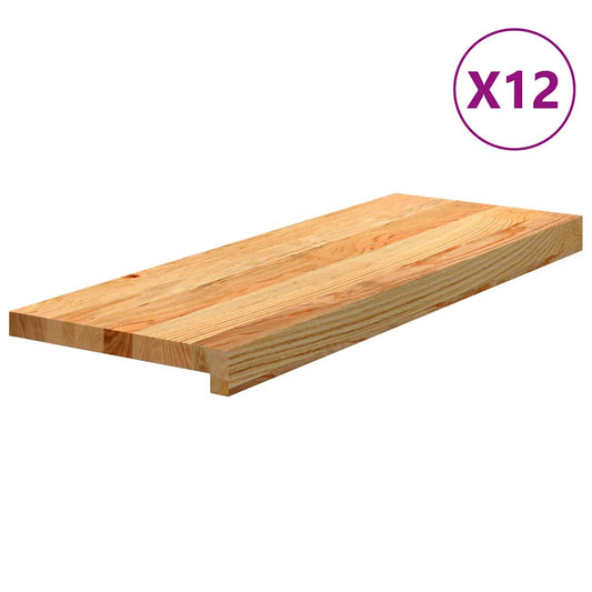 Stair Treads 12 pcs Light Brown 70x30x2 cm Solid Wood Oak