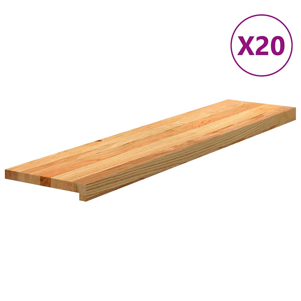 Stair Treads 20 pcs Light Brown 110x30x2 cm Solid Wood Oak
