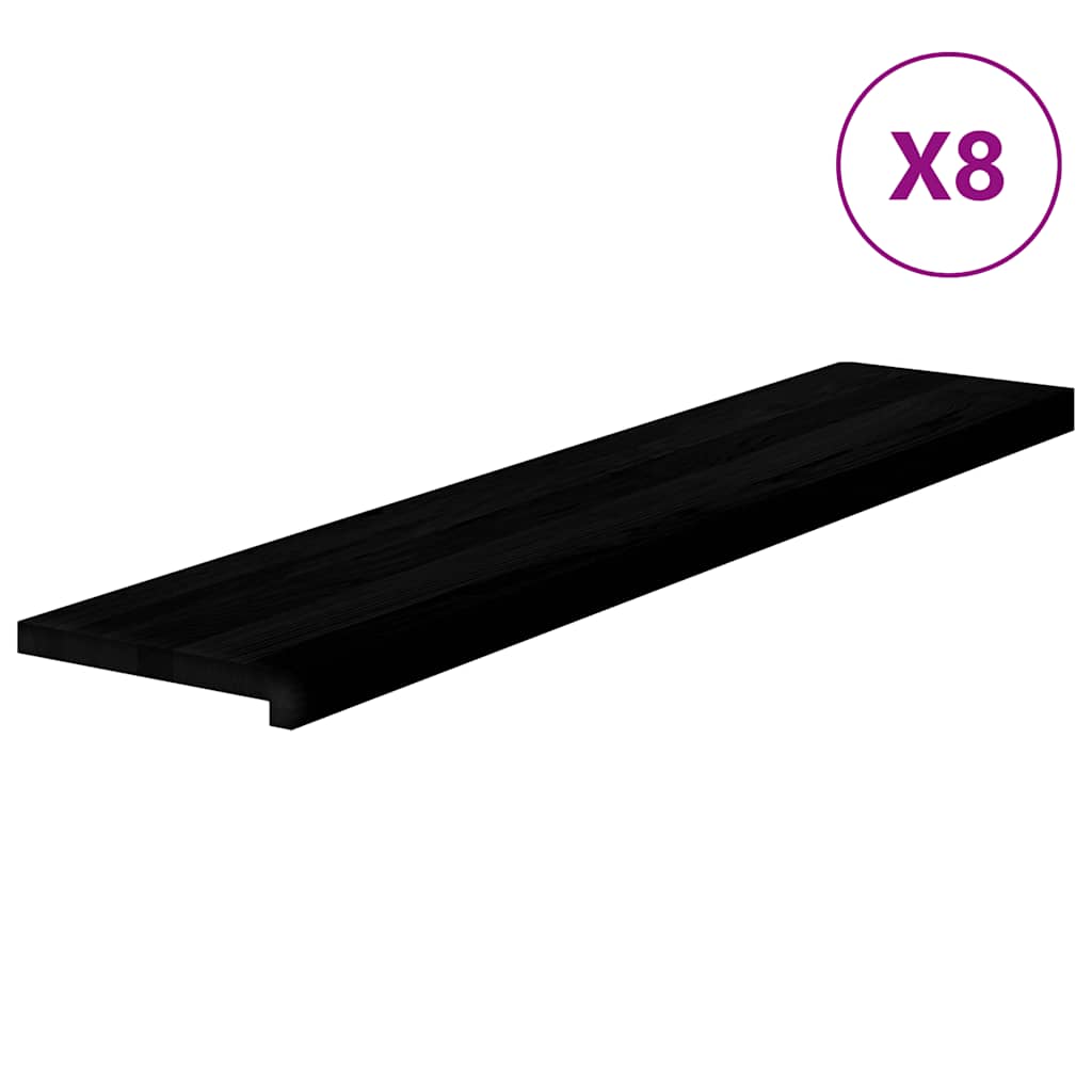 Stair Treads 8 pcs Brown Black 120x25x2 cm Solid Wood Oak